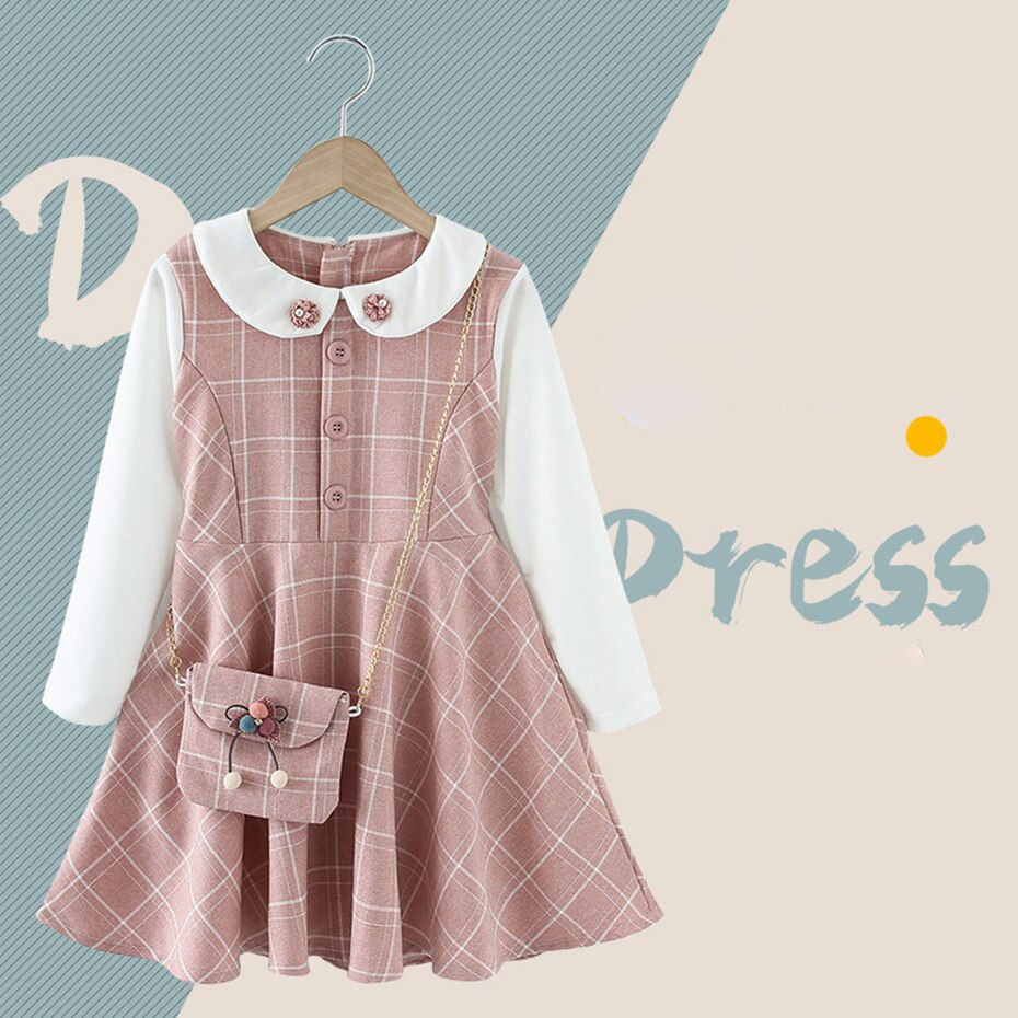 Thumbnail: Girl Dress Plaid Pattern Girl Party Dress Patchwork Children Party Dress