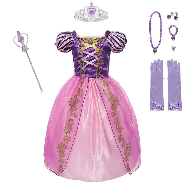 Thumbnail: Girls Princess Rapunzel Dress Up Dresses Baby Summer Cosplay