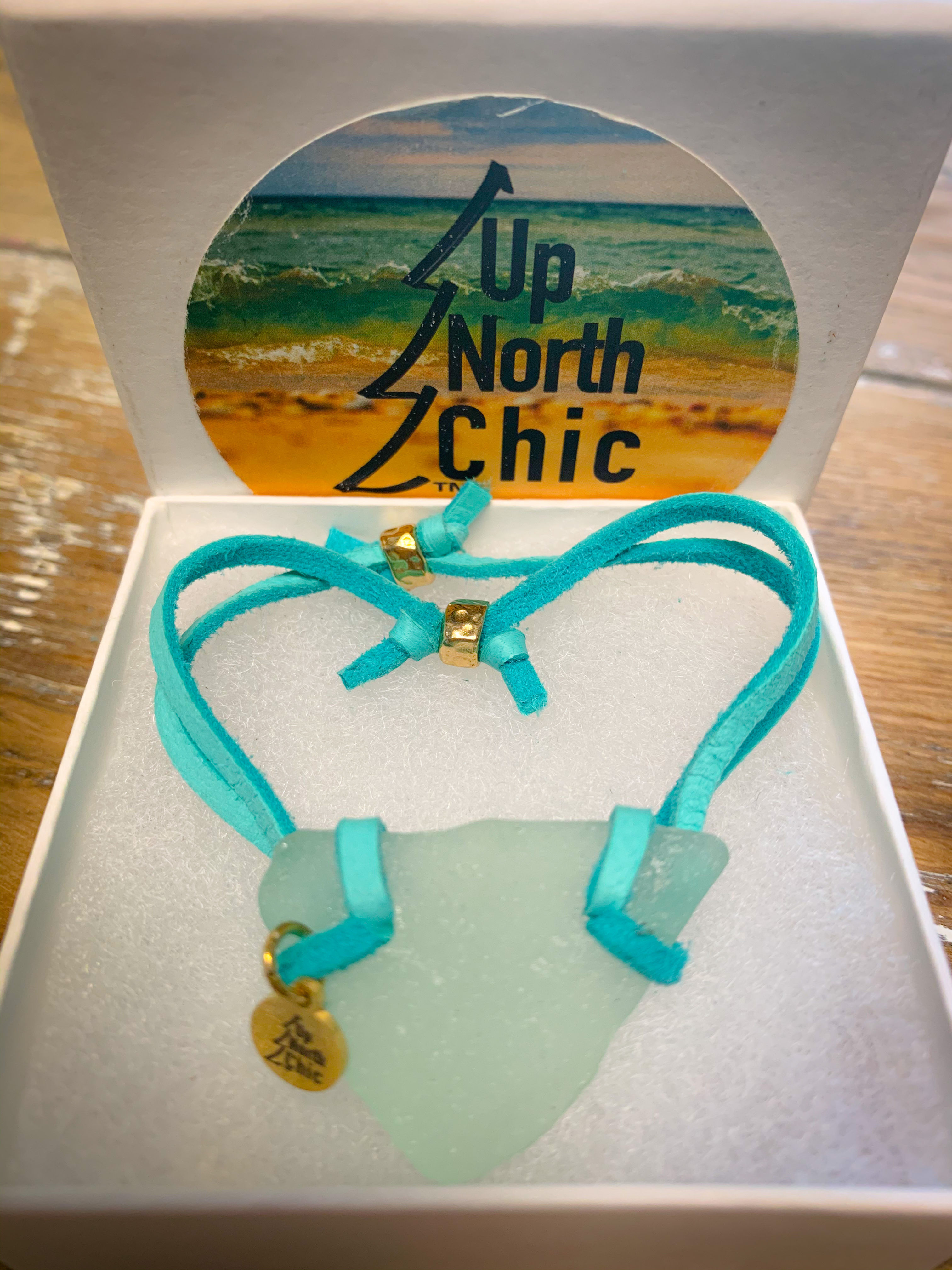 One-of-a-Kind, Great Lakes Sea Glass Leather Bracelet, UpNorth Chic Desi