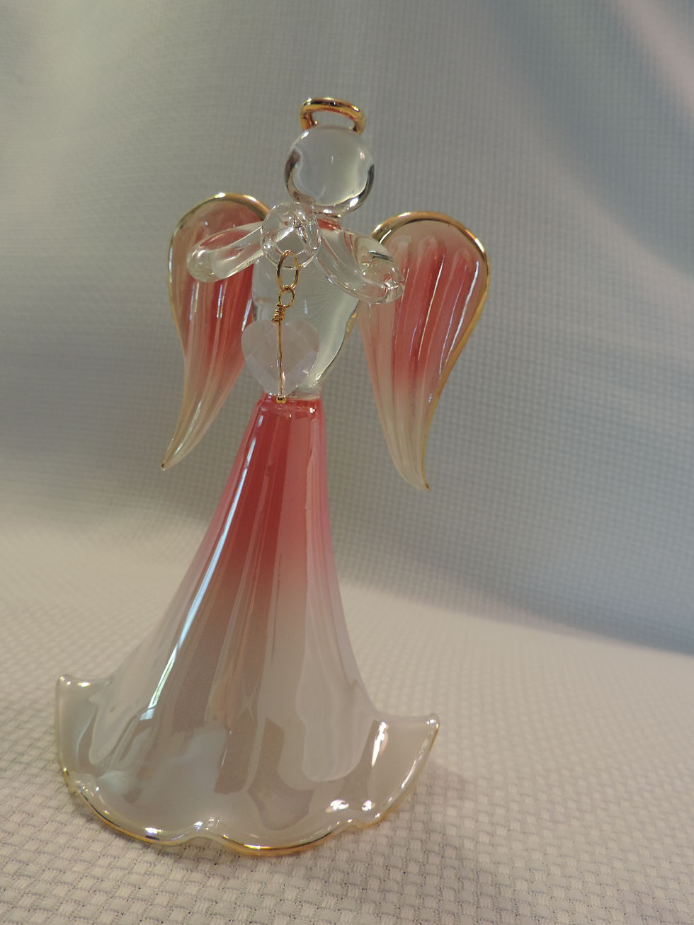Thumbnail: Vintage Pink/White Stain Glass Angel