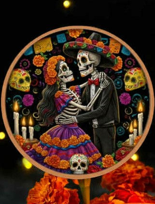 5oz Colorized & Antiqued Copper Round - Día De Los Muertos