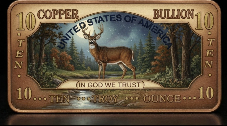 10oz Whitetail Deer ADVP Copper Bar
