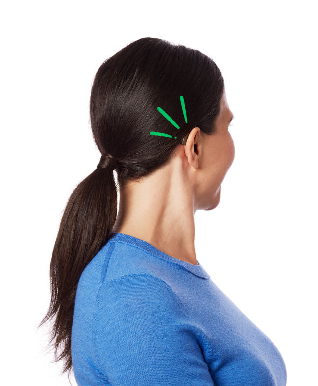 Aparelho auditivo RIC (receptor no canal) recarregável, personalizado na cor preta