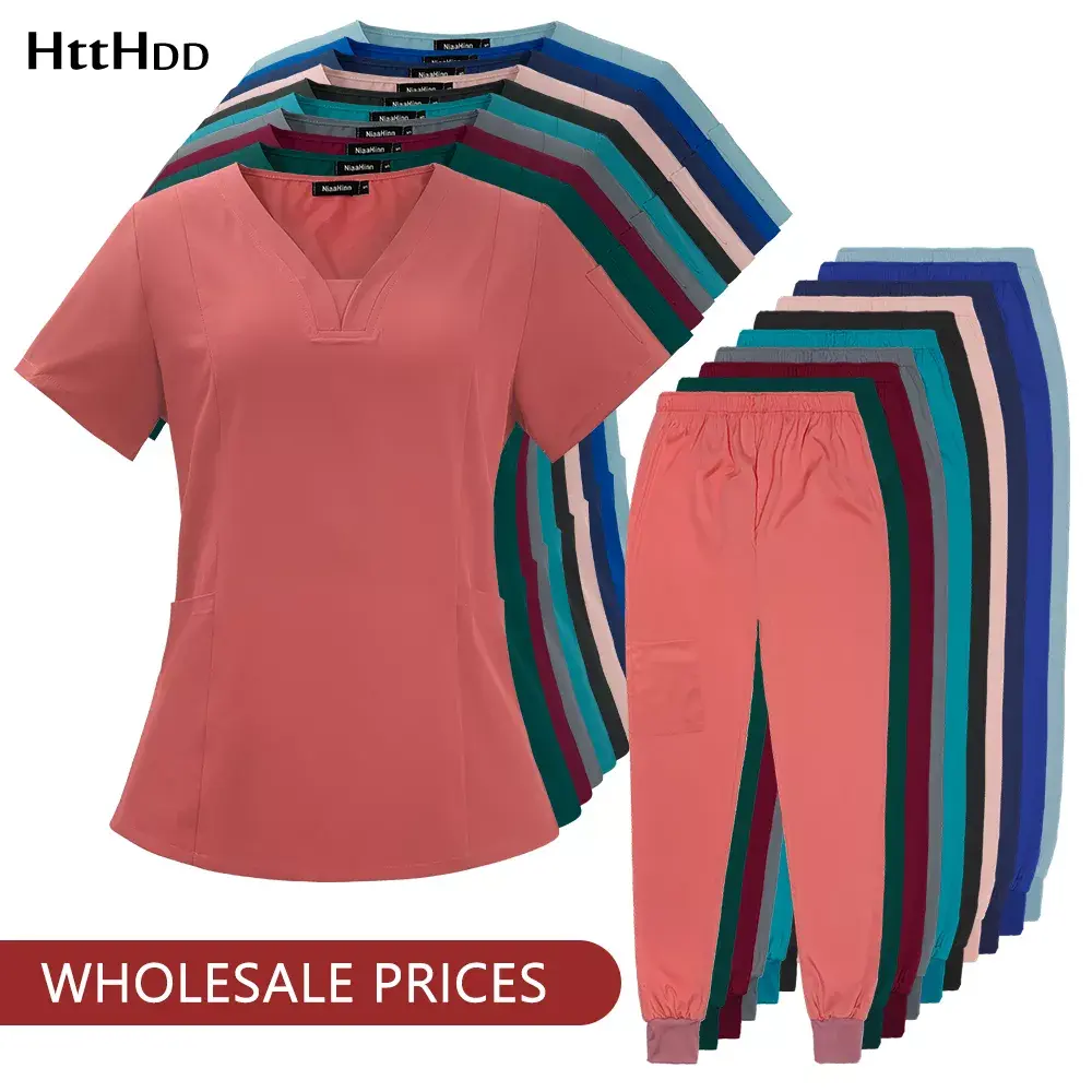 Elastic High Quality Wholesale Set Short Tops Pants Scrubs Suit