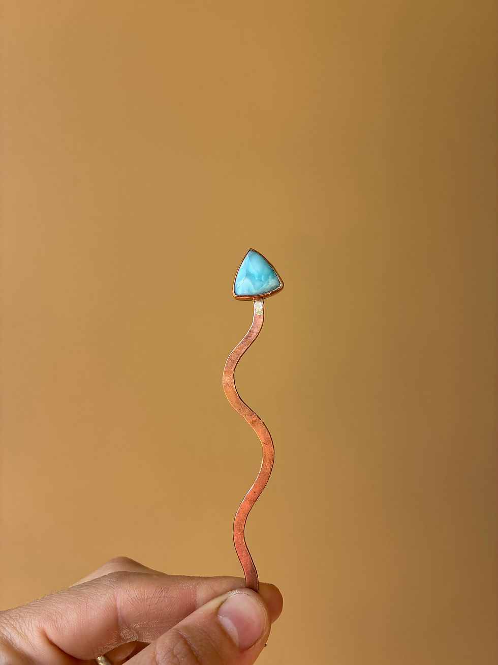 Thumbnail: Larimar snake head plant buddy/hat pin