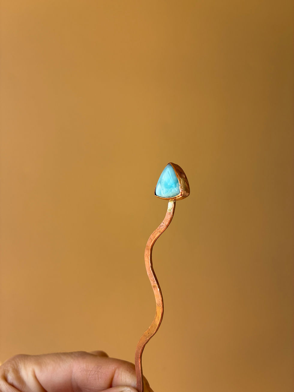 Thumbnail: Larimar snake head plant buddy/hat pin