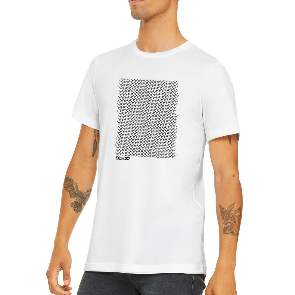Miniatura: Camiseta Premium DEHCO Unissex Branca (Fish Scale Music)