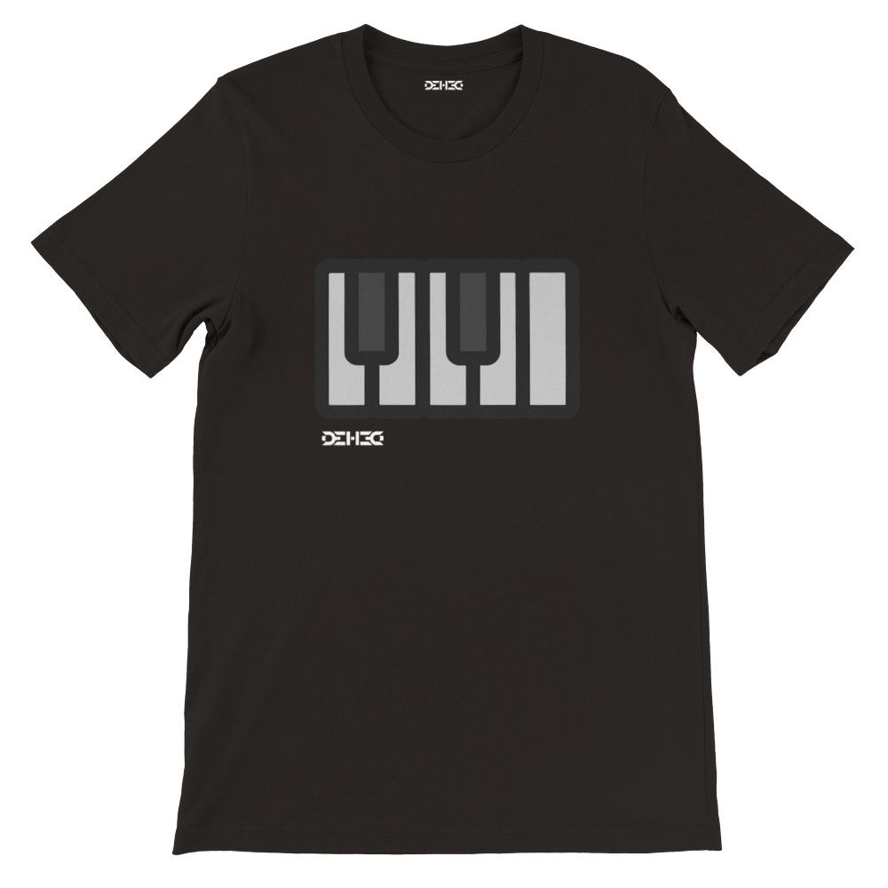 Camiseta Premium DEHCO Unissex Preta (Grey Piano Keyboard)
