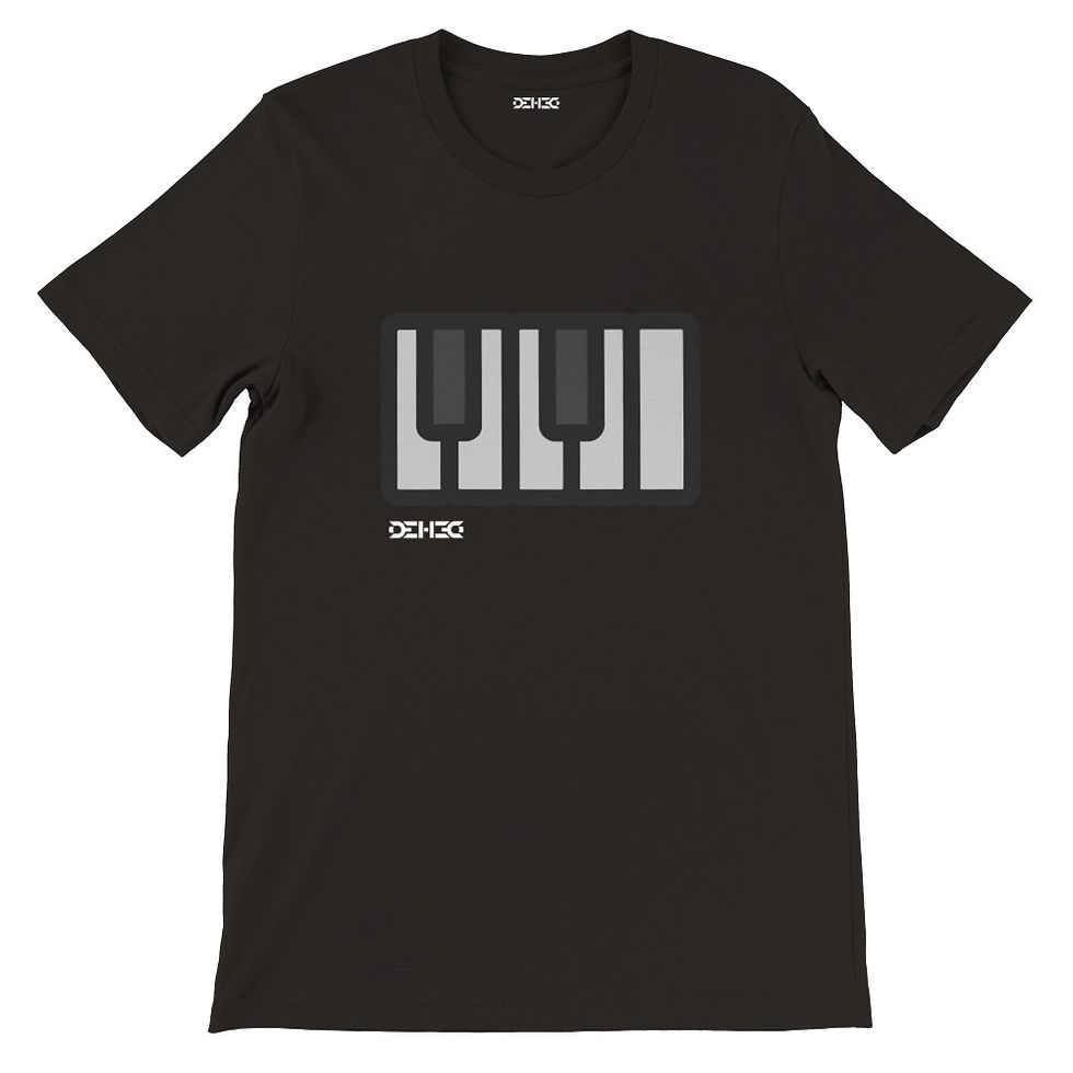 Miniatura: Camiseta Premium DEHCO Unissex Preta (Grey Piano Keyboard)