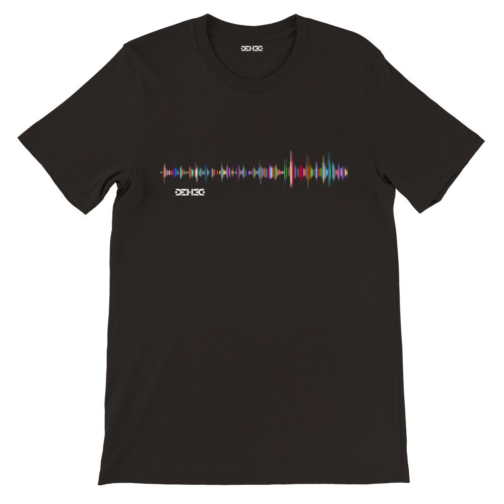 Camiseta Premium DEHCO Unissex Preta (Color Sound Waves)