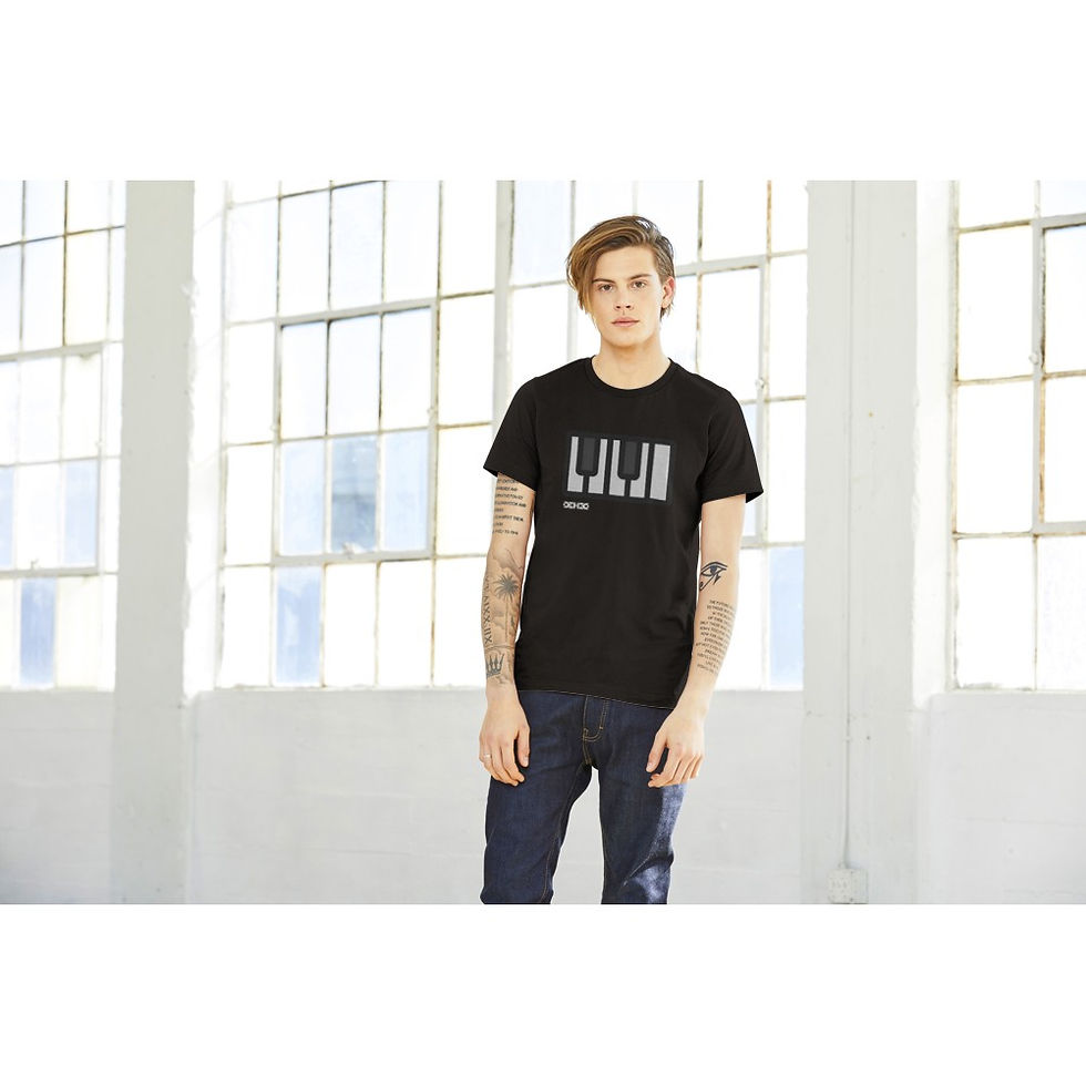 Miniatura: Camiseta Premium DEHCO Unissex Preta (Grey Piano Keyboard)