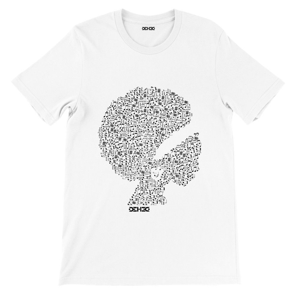 Camiseta Premium DEHCO Unissex Branca (Black Music Power)