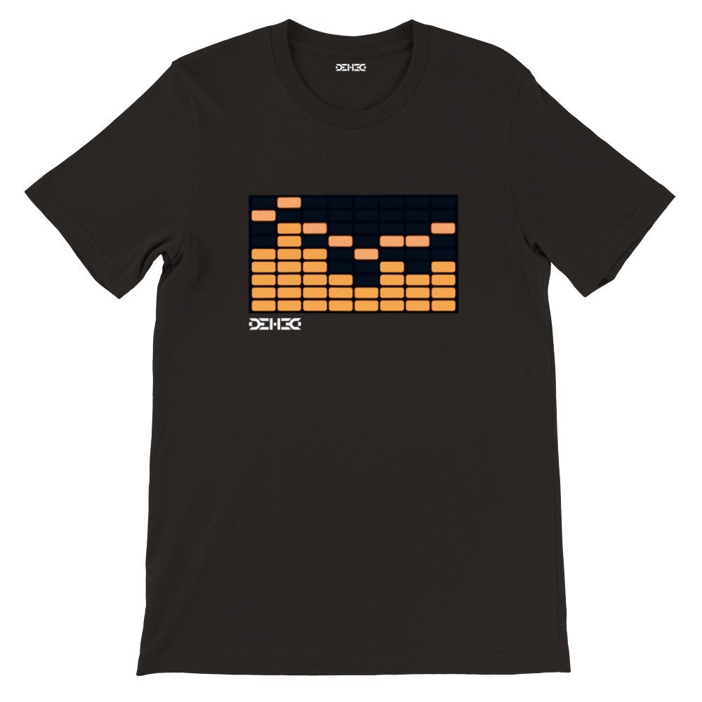 Camiseta Premium DEHCO Unissex Preta (Orange Sound Bars)
