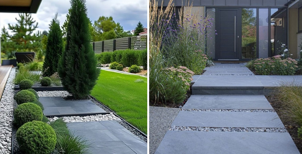 APPLICATION OF NATURAL SLATE PAVING