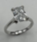 Lab grown 2 1_2 ct. radiant cut diamond in a 14k white gold engagement ring
