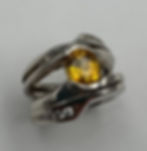 Yellow Sapphire and diamond wedding set in 14k white gold