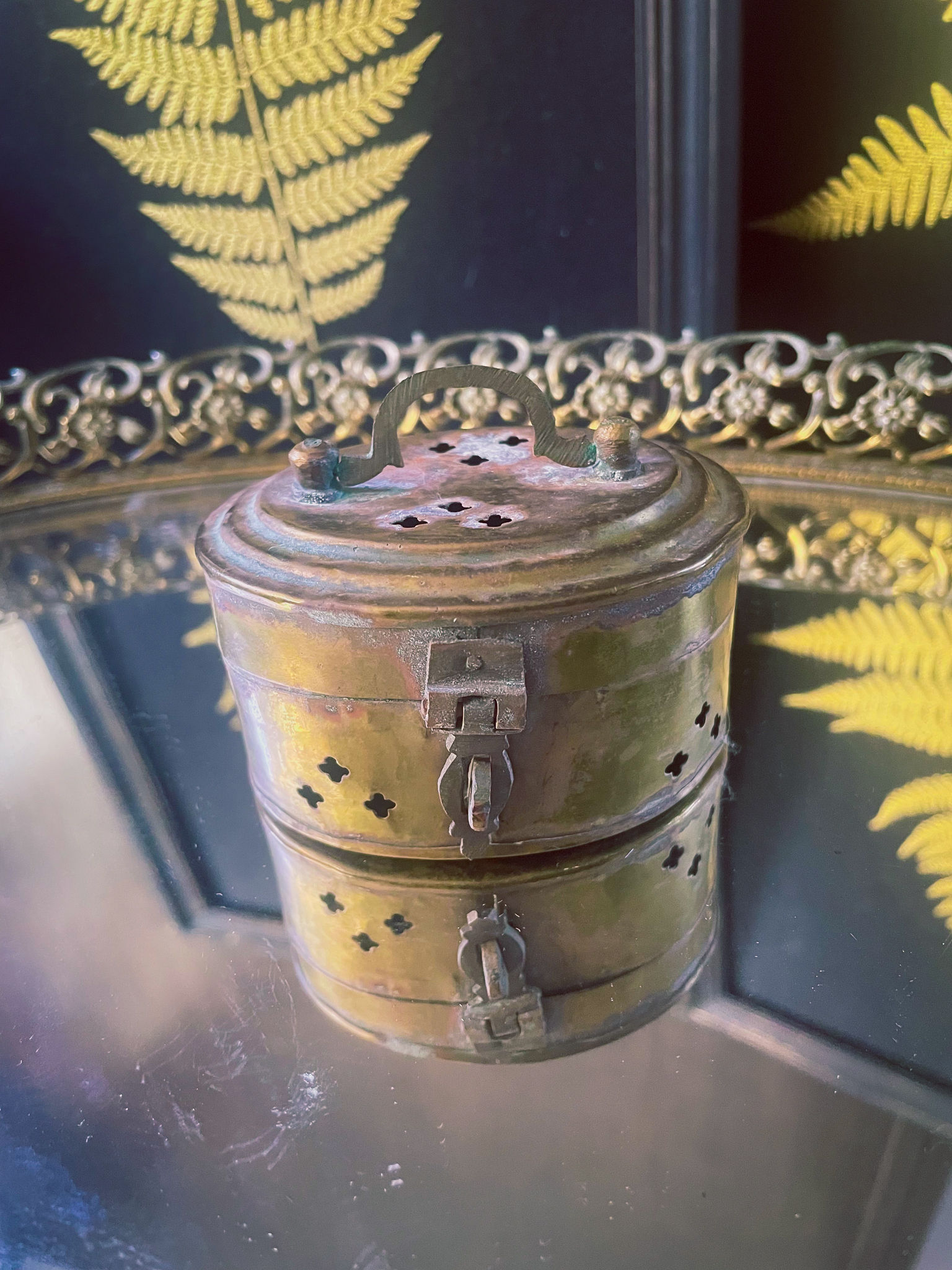 Small Antique Hinged Brass Box