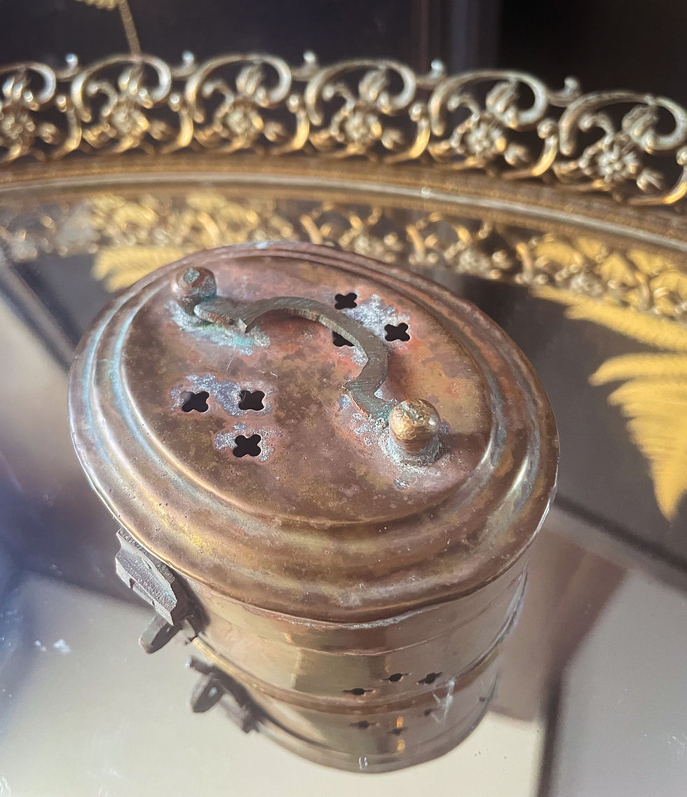 Thumbnail: Small Antique Hinged Brass Box