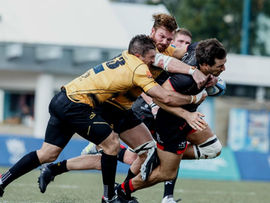 「先機國際男子欖球聯賽」
華利險被猛虎偷襲成功
九龍出閘即脫腳