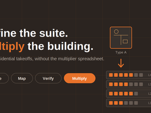 One suite definition multiplied across the four floors of a residential building.