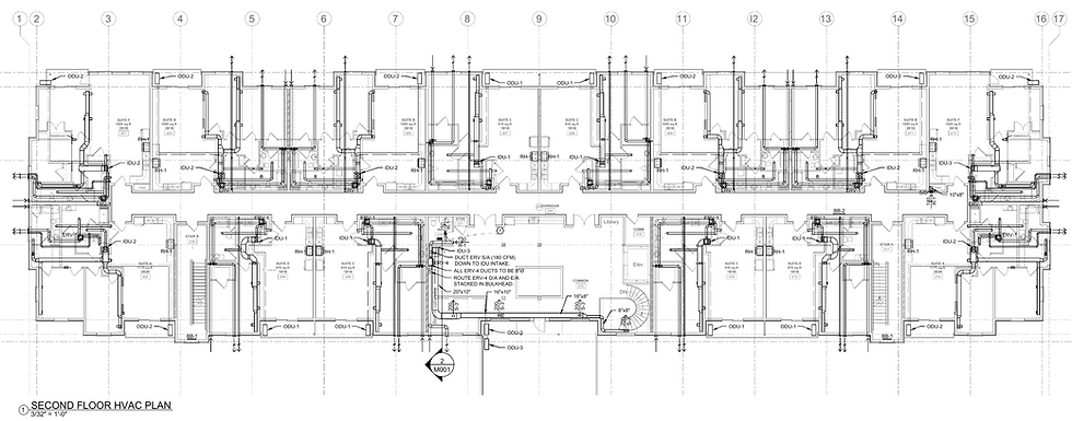 Typical residential floor plan from a multi-family drawing set.