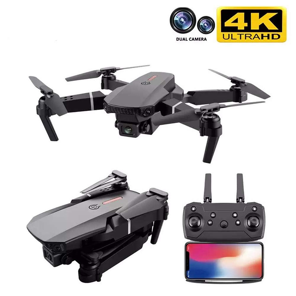 E88 Pro 4K HD Foldable Drone With Dual Camera, 720p Live Video, Wifi FPV for Adu
