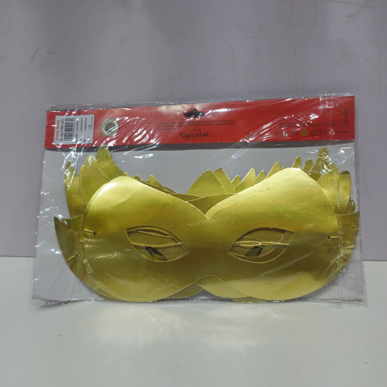 Golden Paper Party Masks Pack of 10 for Celebration