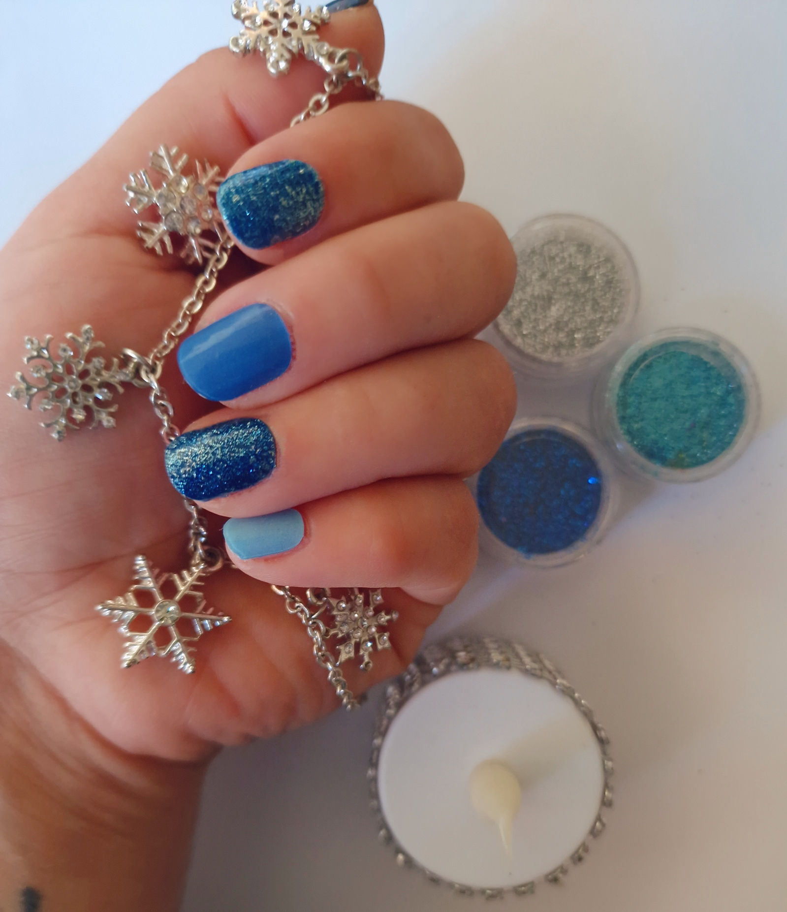 Blue Snowflake Lacquer Strip Duo