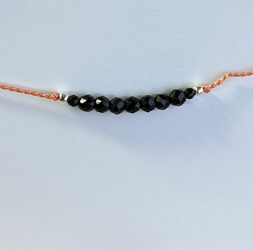 Thumbnail: Silk Bracelet with Black Spinel and 925 silver beads