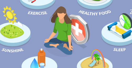 femme zen hygiène de vie équilibrée alimentation saine exercice physique