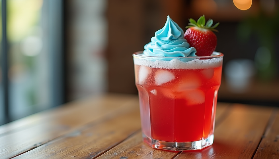 Taste the Lone Star: A Weekly Special Italian Soda with Strawberry Syrup and Blue Cream