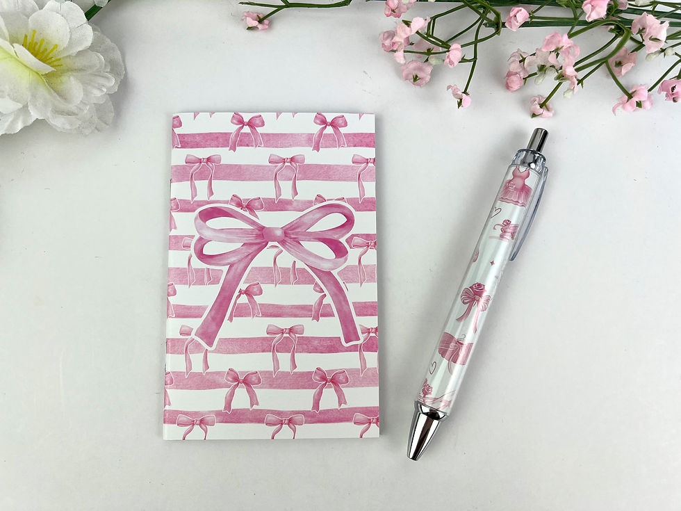 Thumbnail: Pink Bow Mini Notebook & Pen Set (Various Designs)
