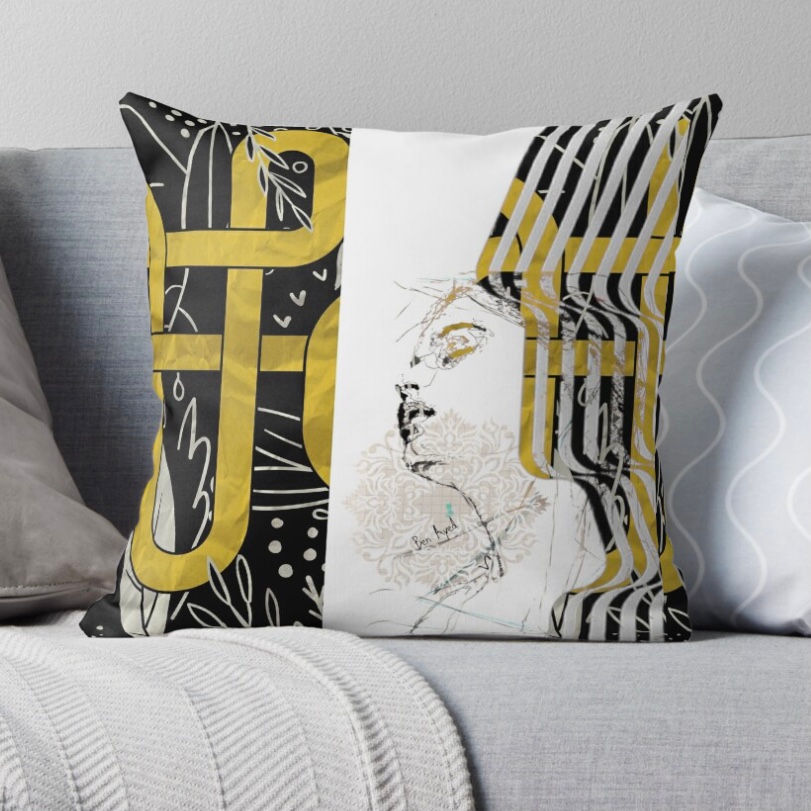 Miniature : Housse de coussin ''L'harmonie dorée II''