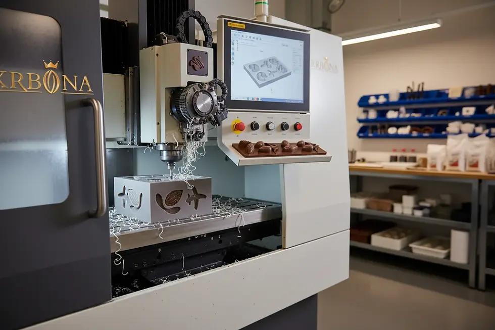 In-house CNC chocolate mold manufacturing for exclusive product shapes.