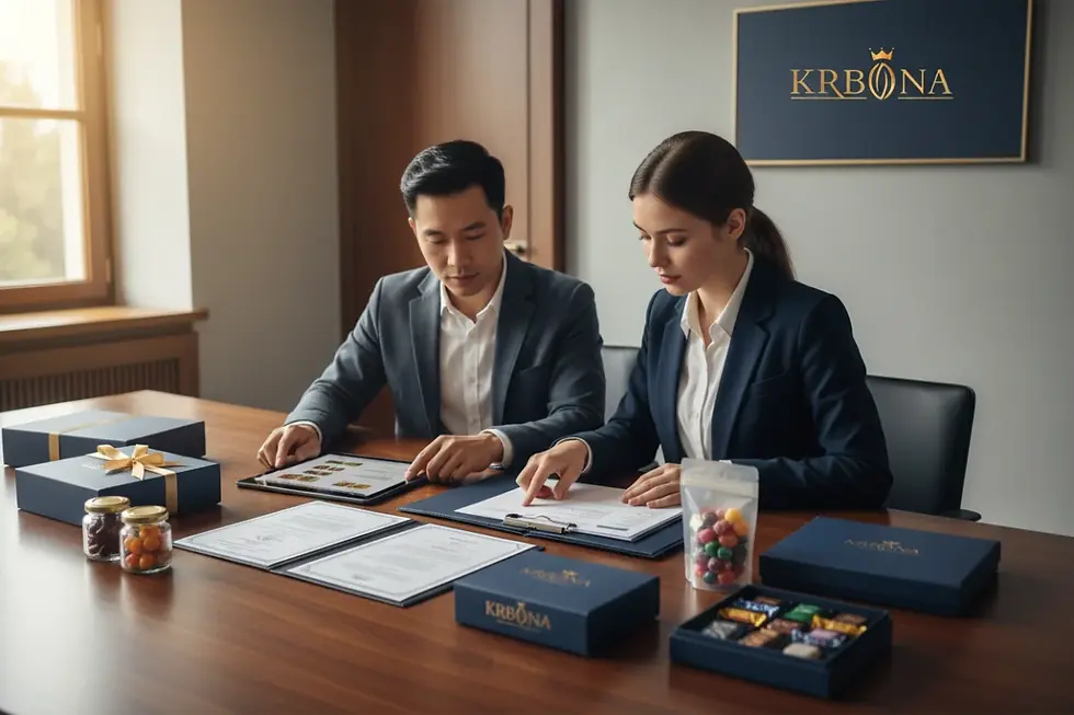 B2B buyers examining premium confectionery OEM Vietnam sourcing documents