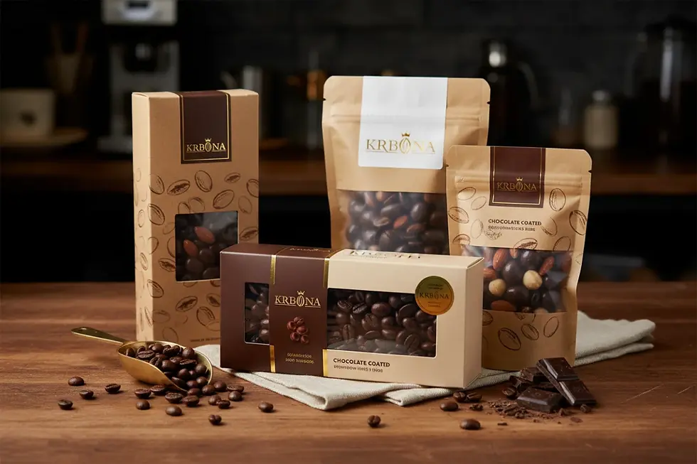 Private label confectionery for coffee chains and retail-ready chocolate coated nuts.