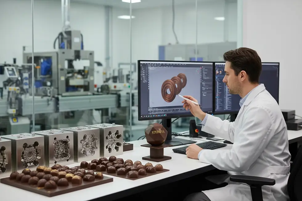 Private label candy manufacturer showing CNC custom chocolate mold design