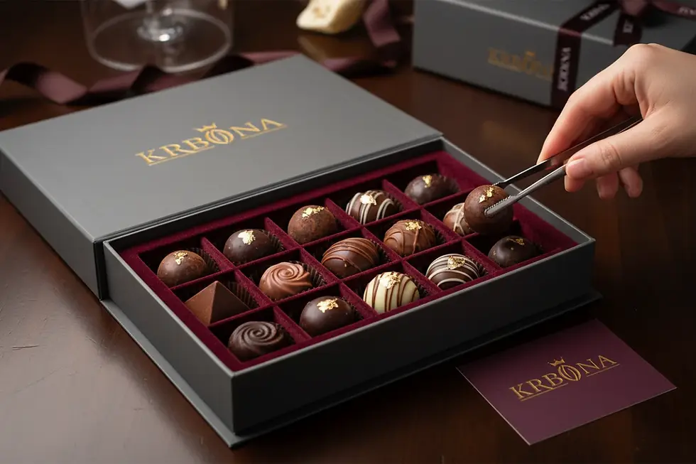 Luxury chocolate packaging design for a premium chocolate gift set
