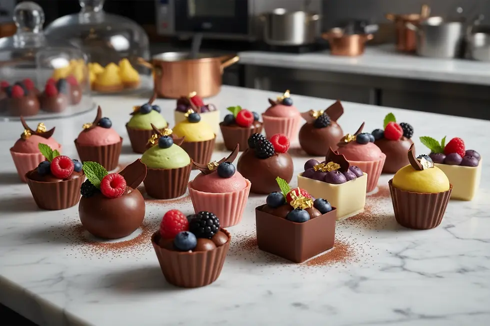 Premium chocolate cups supplier SFKS showcasing elegant fillable chocolate dessert cups.