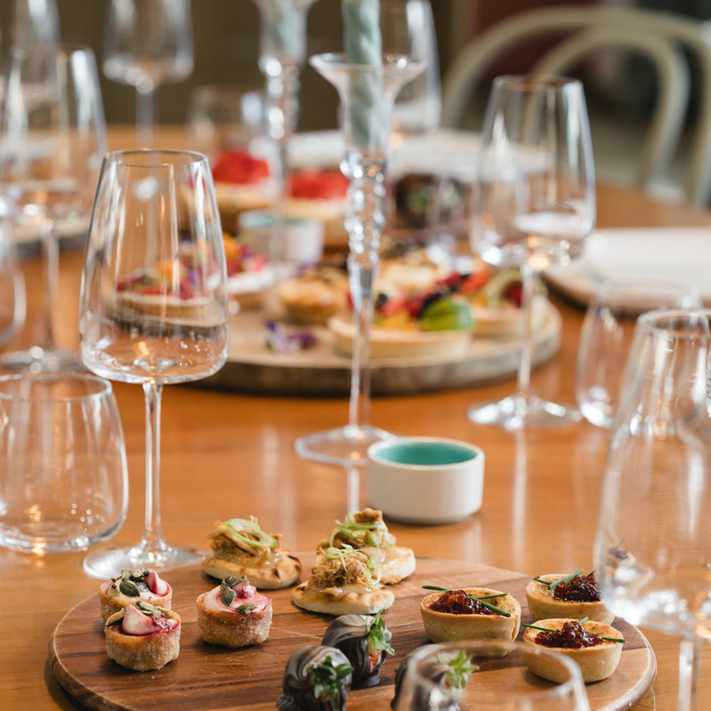 The long table set for dinner