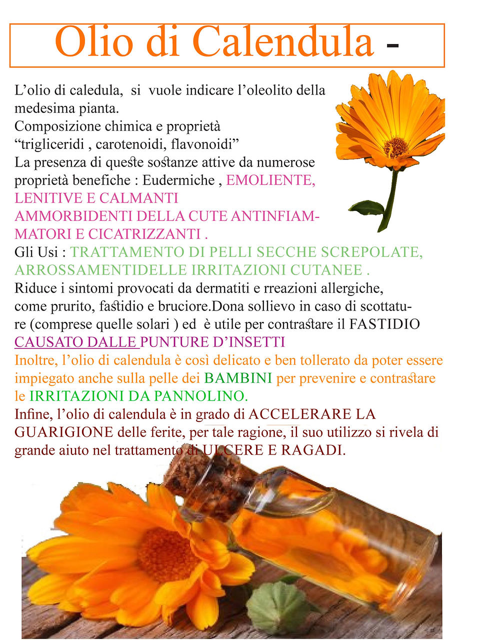 Scheda descrittiva oleolito di calendula 30 ml