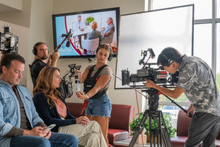 A BTS photo from a recent short film. Two actors, the First AC, the DP, and me in the background with the boom.