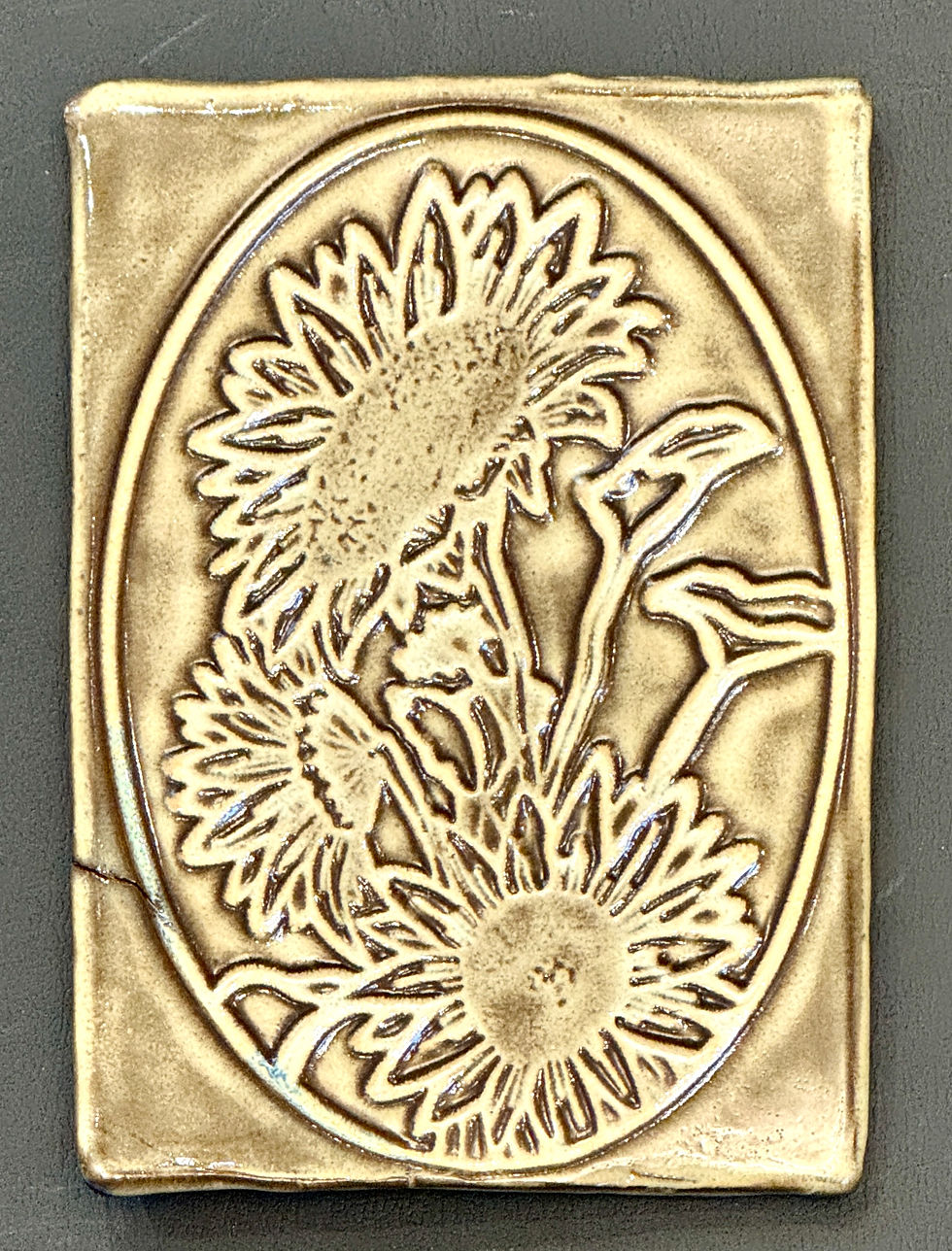 Thumbnail: Sun Flowers-Oval 5" x 7" Rubber Texture Mat