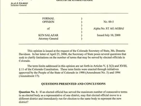 Attorney General Salazar opinion clarifying term limits (July 10, 2000)