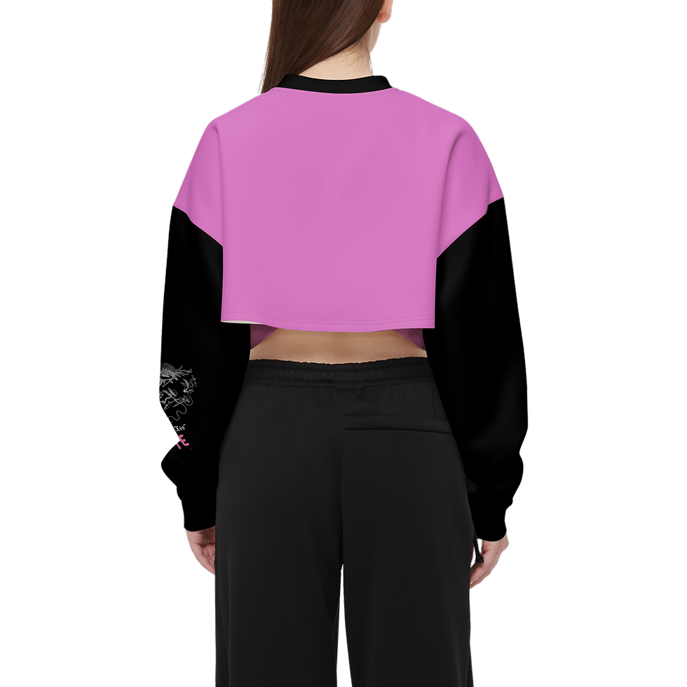 섬네일: Women's Cropped Crewneck Sweatshirt-Techno Scuba Knit