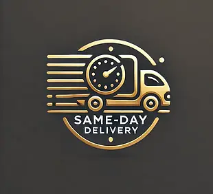 DALL·E 2025-03-28 00.40.59 - A professional same-day delivery icon in gold and black. The 