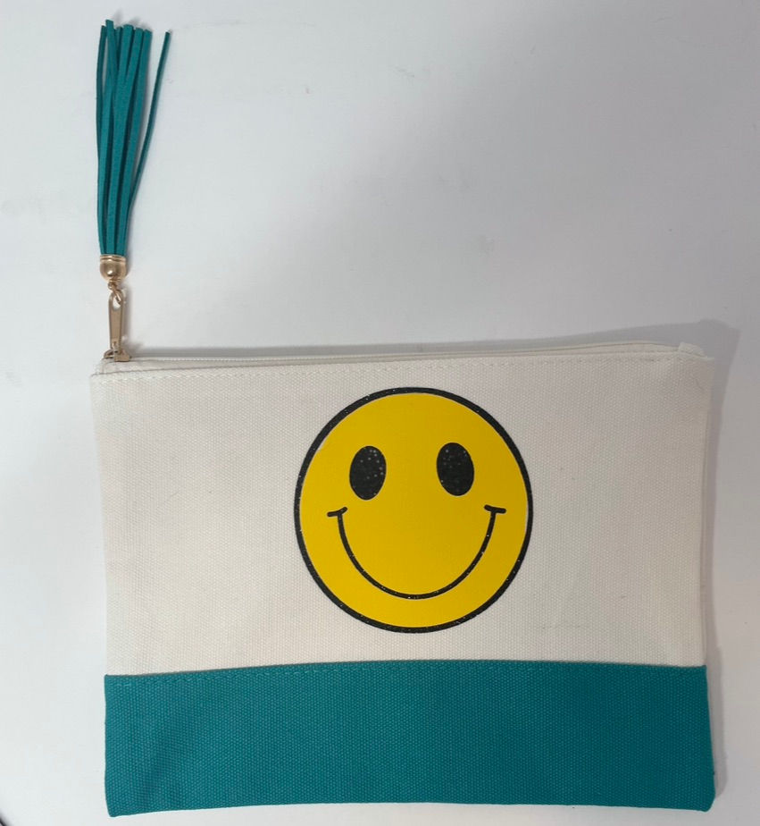 Smiley canvas zippered pouch