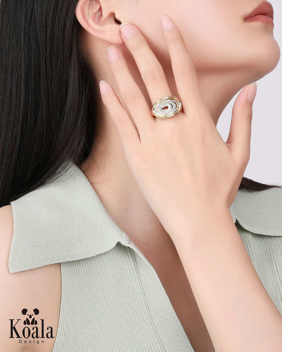 טבעת אליפסה יוקרתית בציפוי רודיום או ציפוי זהב קראט14