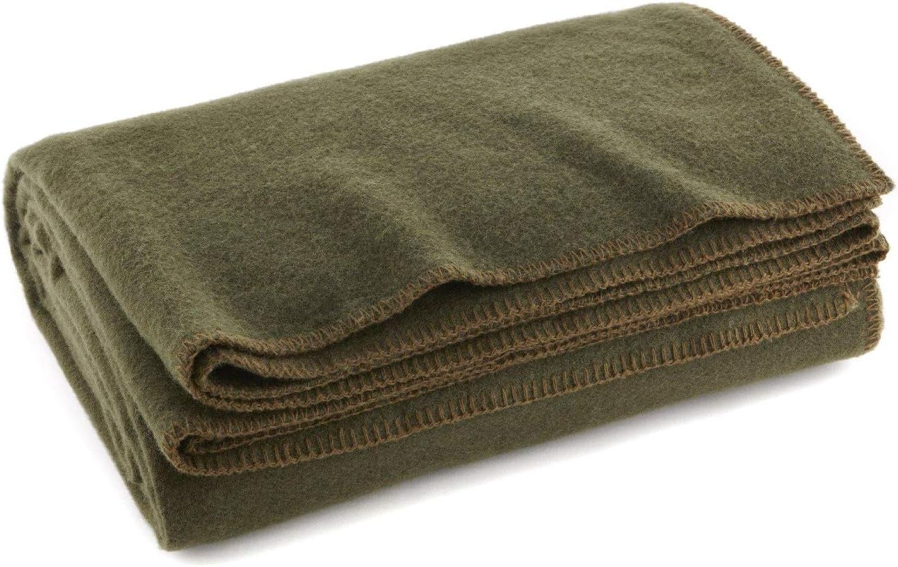 Olive Drab Green Warm Wool Blanket