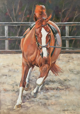 Horse Art by Equestrian Artist Lorna Lancaster - Chestnut Horse pastel painting